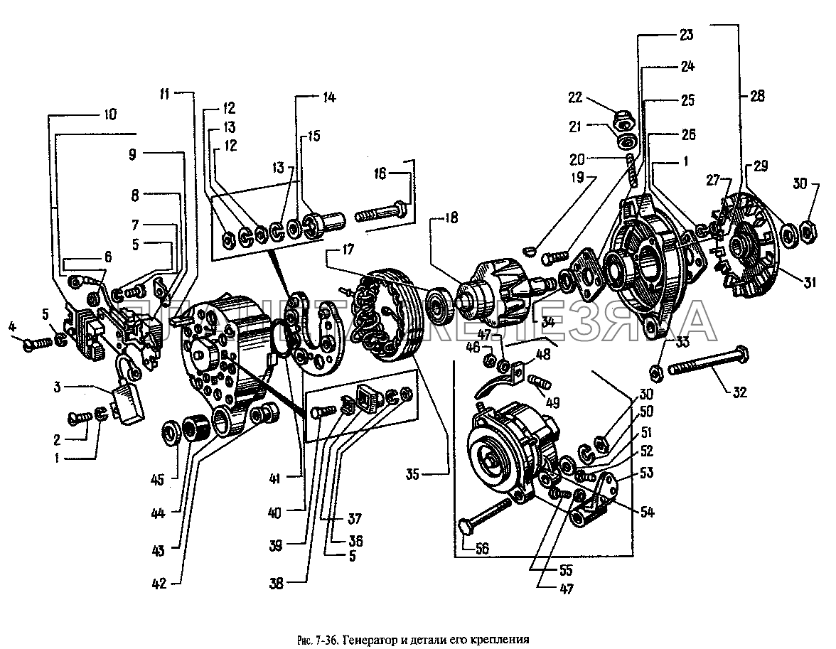 Генератор и детали его крепления Москвич-2335