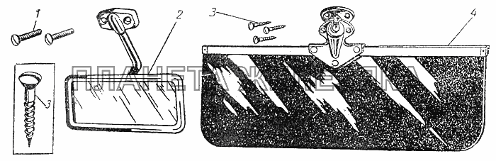 Зеркало заднего вида. Козырек противосолнечный Москвич-400-420