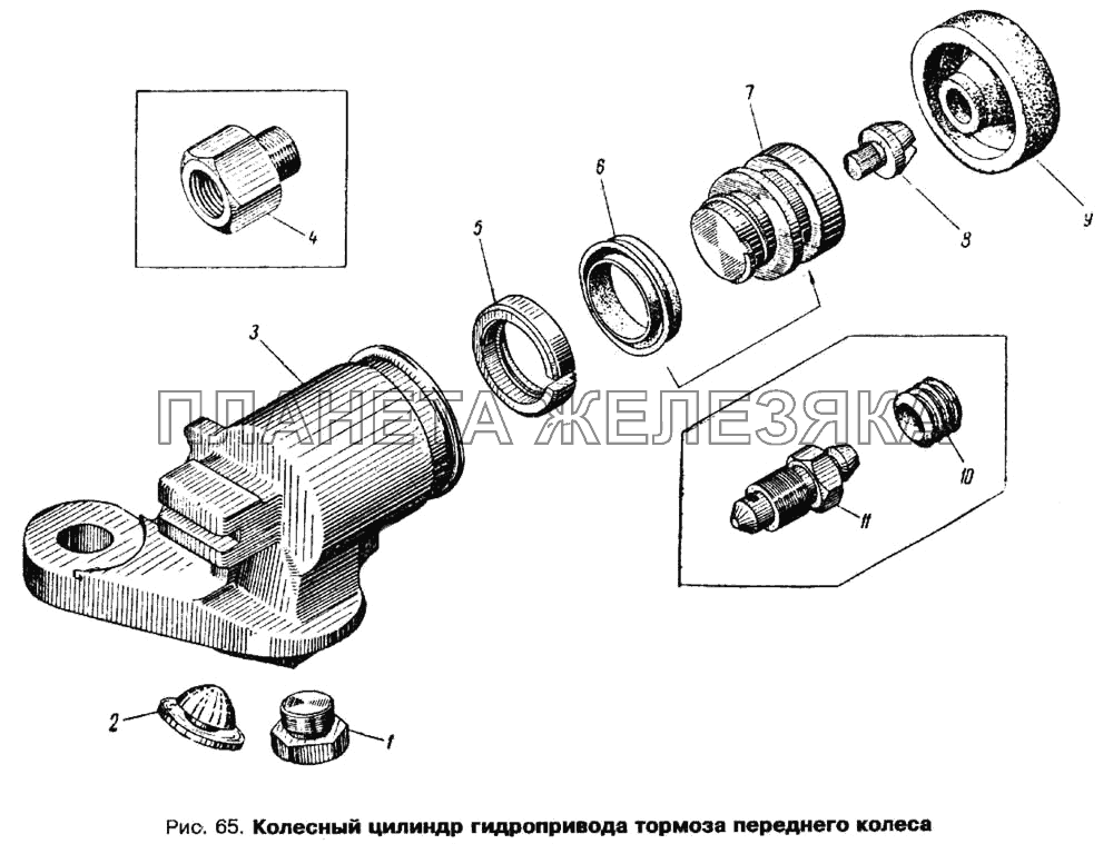Колесный цилиндр гидропривода тормоза переднего колеса Москвич 412