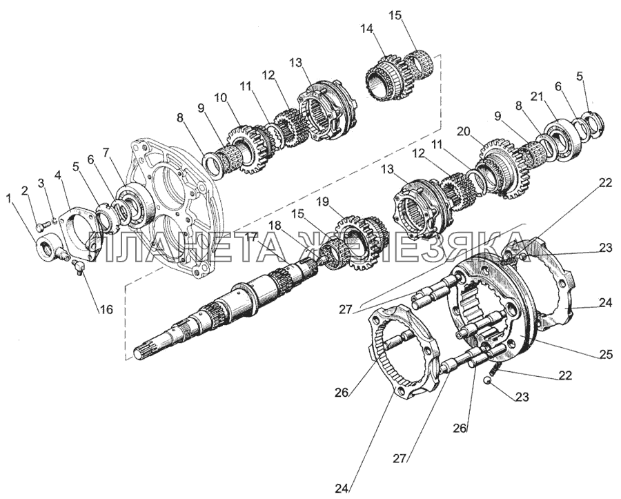 Узел коробки передач МТЗ-1005