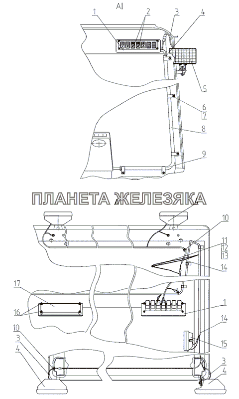 Установка фар рабочих МТЗ-1021.3