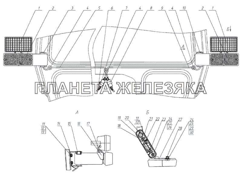 Установка фонарей передних МТЗ-1021.3