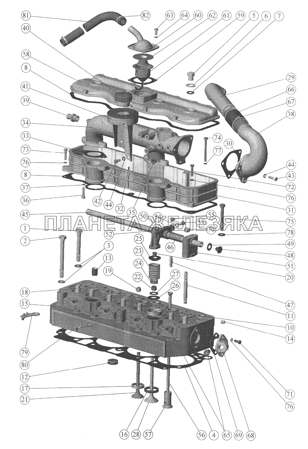 Установка головки цилиндров и впускного тракта (Д-245/Д-245С) (1025, 1025.2) Беларус-1025/1025.2/1025.3