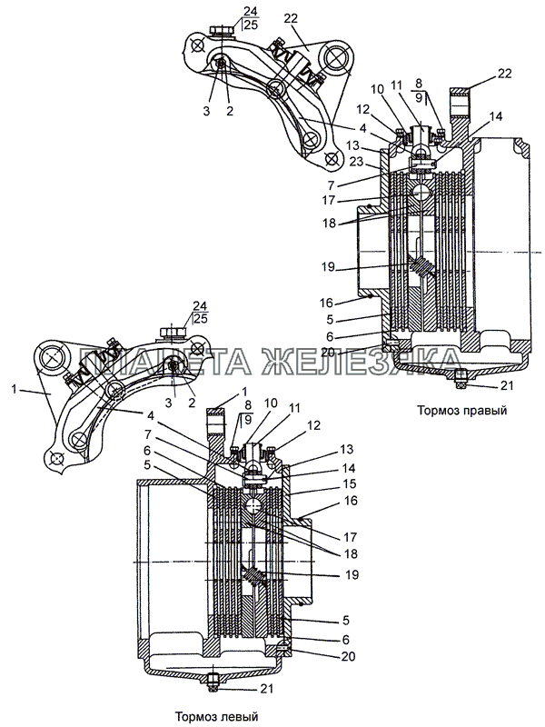Тормоза «мокрые» (левый/правый) МТЗ-1025.4