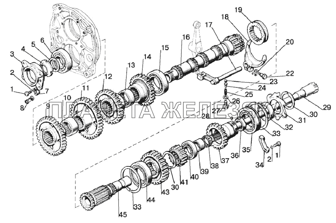 Коробка передач. Вал промежуточный (16F+8R) Беларус-1220