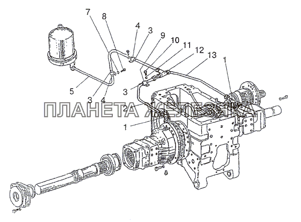 Система смазки заднего моста (вариант) МТЗ-1523.4