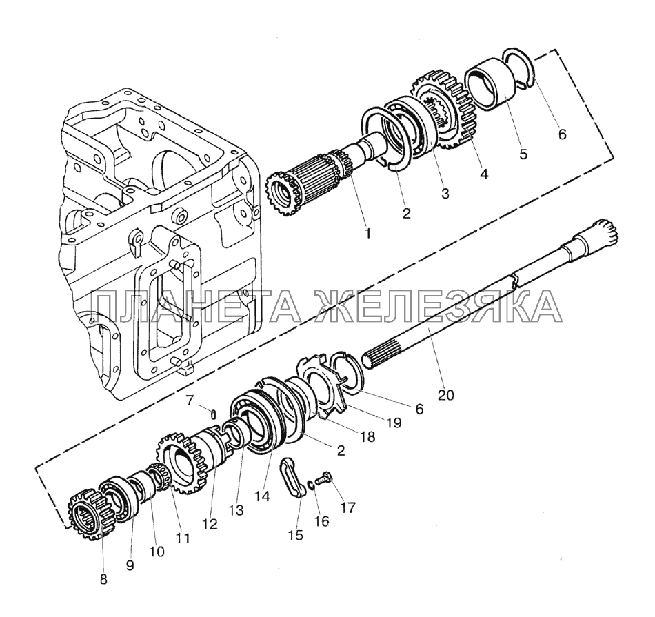 Вал блока шестерен МТЗ-1523