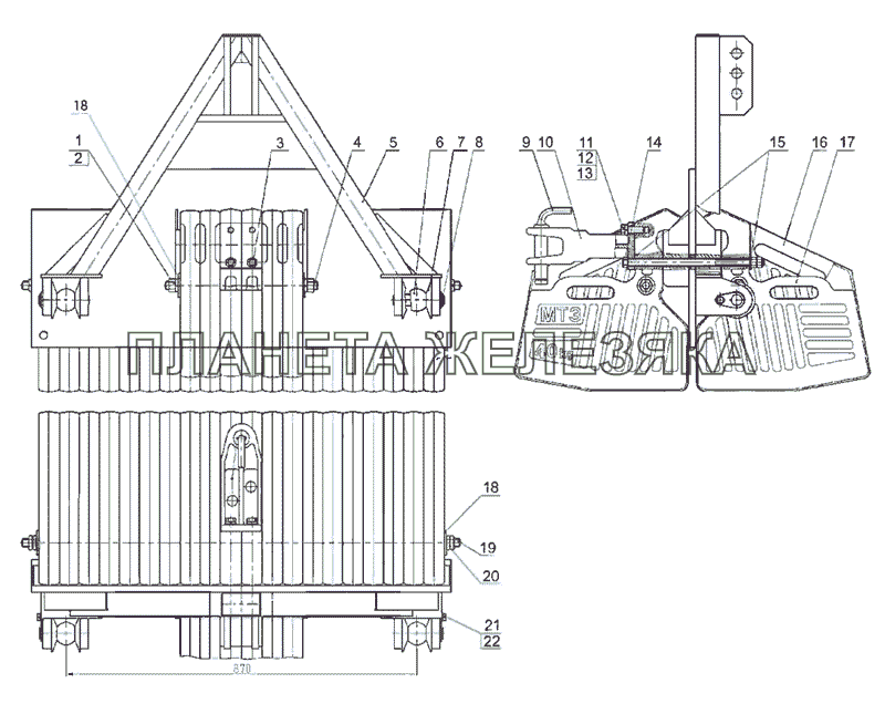 Кронштейн с грузами МТЗ-2522