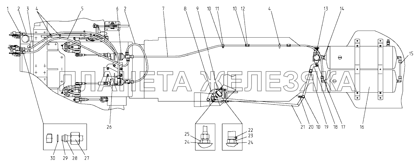 Пневмопривод тормозов прицепа (комбинированный) Беларус-3022ДЦ.1