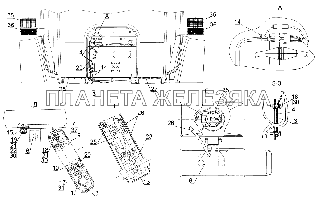 Установка фонарей передних Беларус-3022ДЦ.1