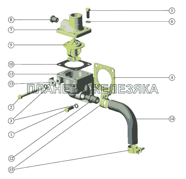 Установка корпуса термостата МТЗ-570