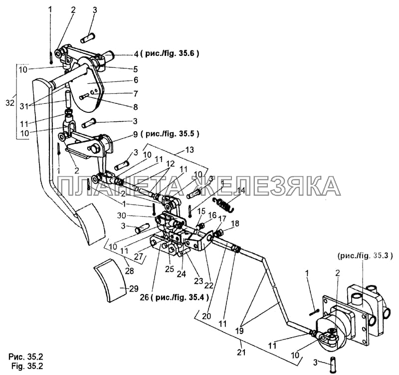 Привод тормозного крана МЗКТ-65158