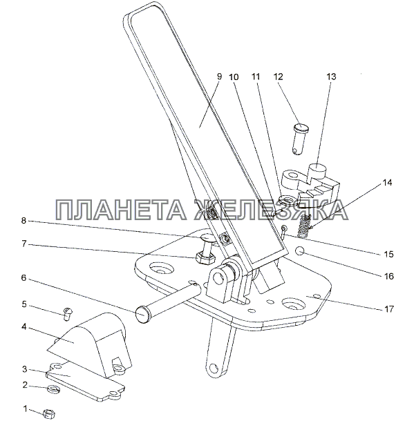 Педаль с кронштейном 74133-1108005 МЗКТ-652511