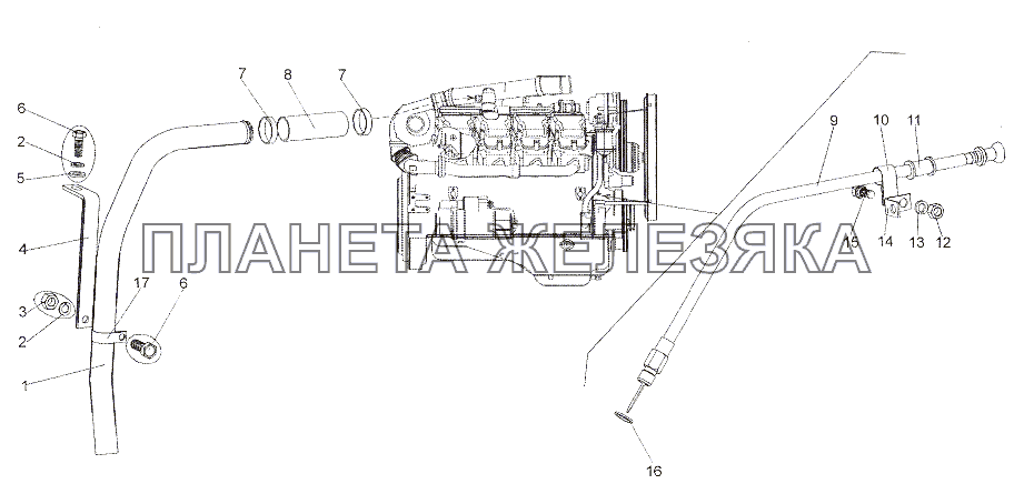 Установка агрегатов системы смазки двигателя МЗКТ-7402