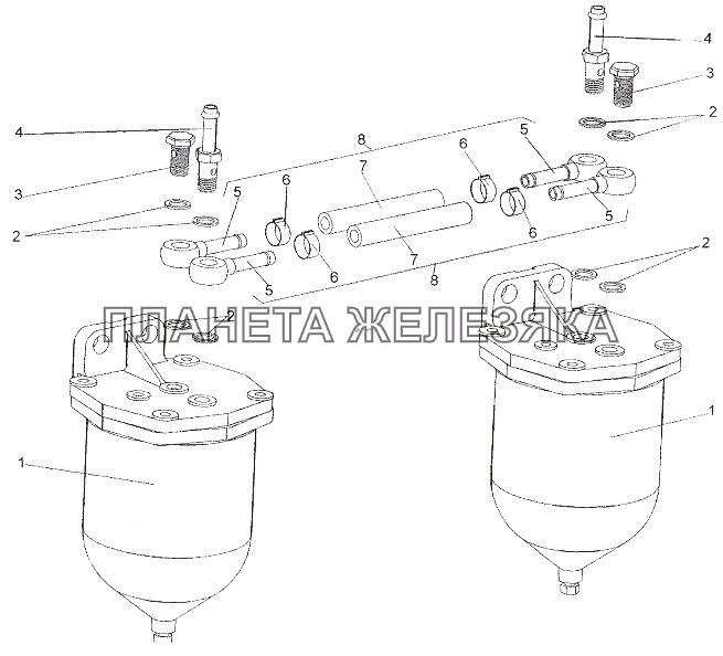 Топливопроводы фильтр-отстойника топлива МЗКТ-79011