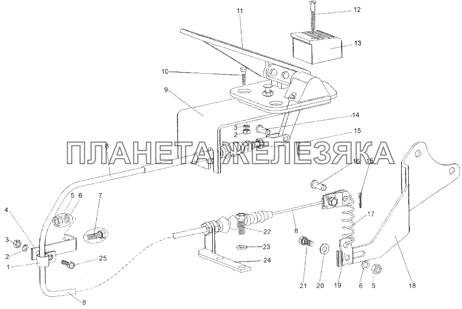 Привод управления подачей топлива МЗКТ-7402