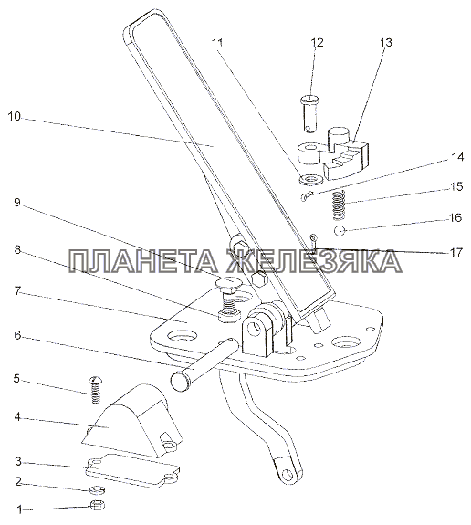 Педаль с кронштейном 64221-1108005-10 МЗКТ-7402