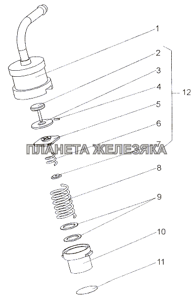 Клапан редукционный 79095-1304010 МЗКТ-7401