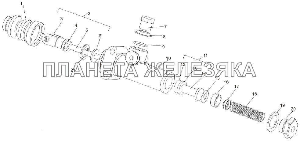 Подпедальный цилиндр 69237-1602300 МЗКТ-7402