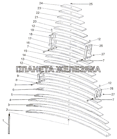 Рессора задняя 6527-2912012Spring, rear 6527-2912012 МЗКТ-6527