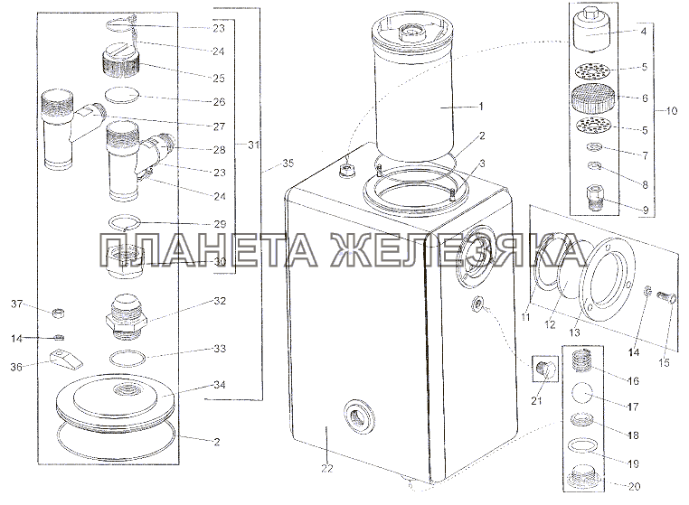 Баки масляные 65158-3410010-20, 692374-3410010 МЗКТ-7401