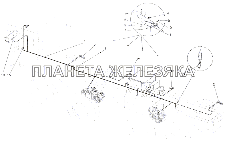 Жгуты проводов по правому лонжерону МЗКТ-7401