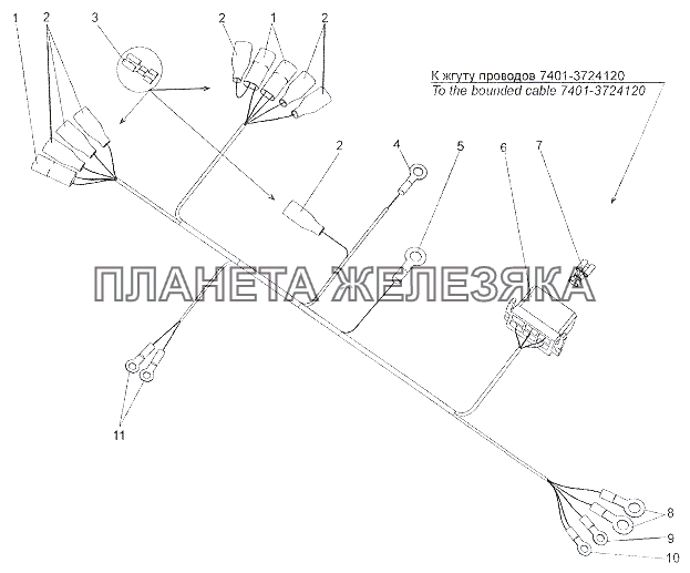 Жгут проводов 65151-3724262, 65151-3724262-01, 692374-3724262 МЗКТ-6527