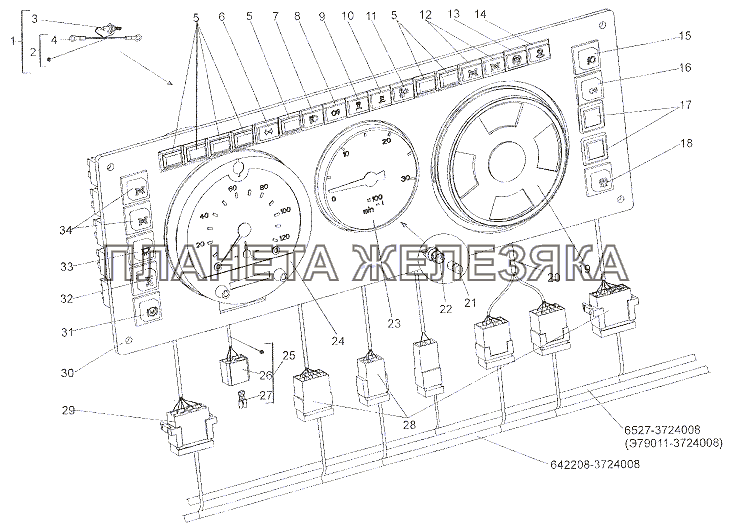 Панель приборов основная 6527-3800001 МЗКТ-79011