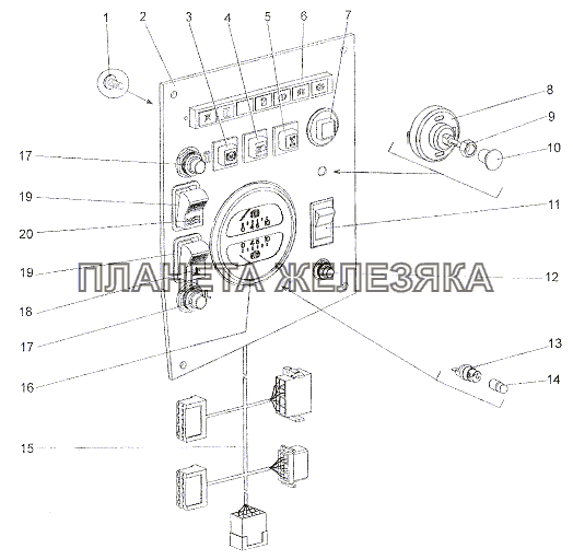 Панель приборов шасси 7402-3800009, Э7402-3800009-10 МЗКТ-7401