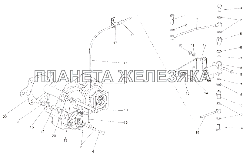 Установка коробки отбора мощности МЗКТ-7401