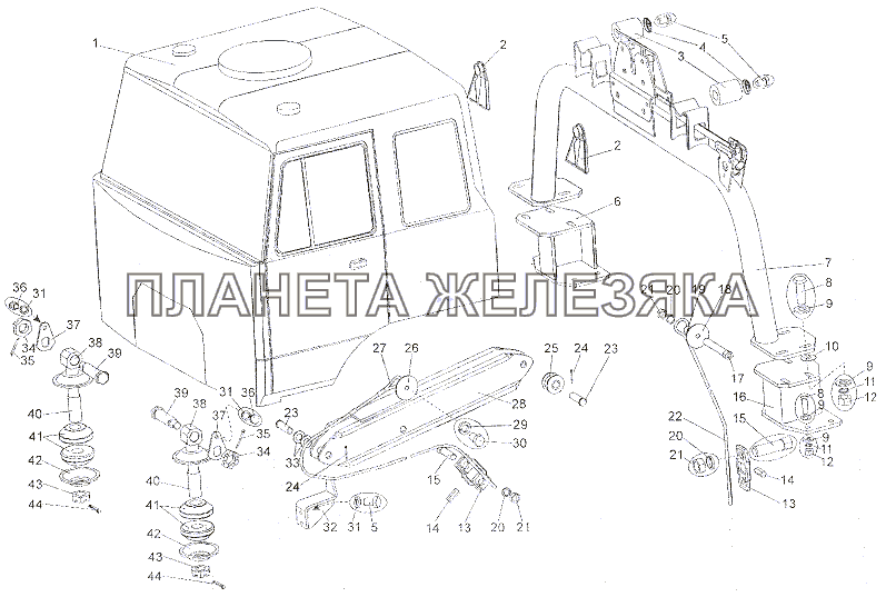 Установка кабины МЗКТ-7402