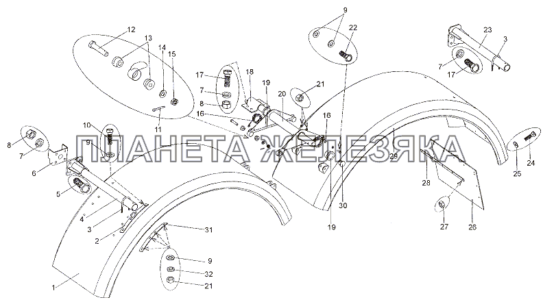 Установка задних крыльев МЗКТ-7402