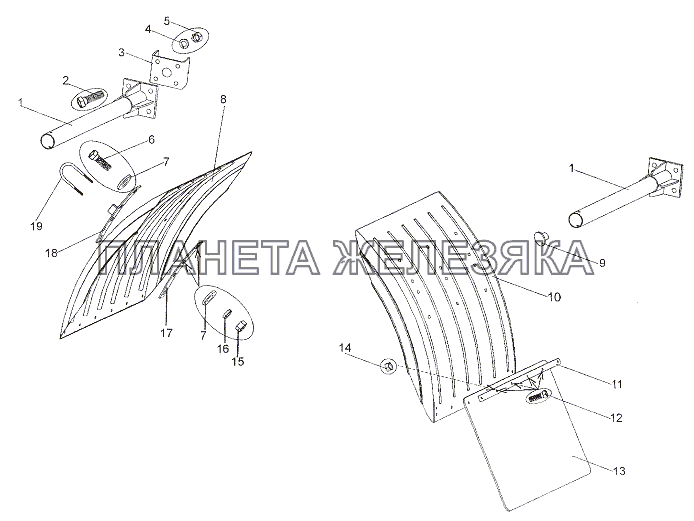 Установка крыльев (Крылья металлические) МЗКТ-7402