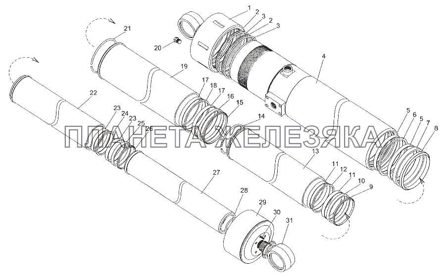 Гидроцилиндр 79011-8603010 МЗКТ-79011