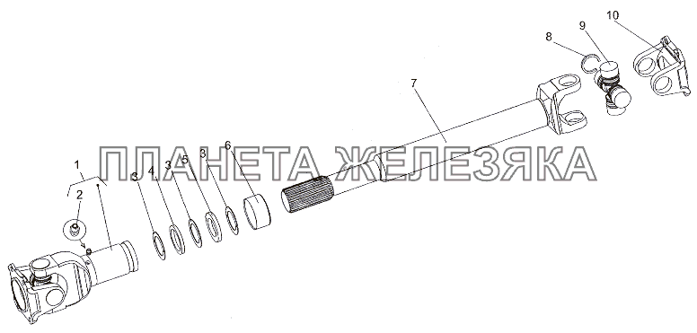 Вал карданный 75165-8605010 МЗКТ-7402