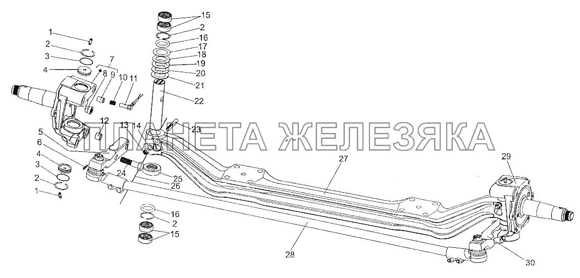 Установка поворотного кулака оси 65151-3000015-20 МЗКТ-700600-011