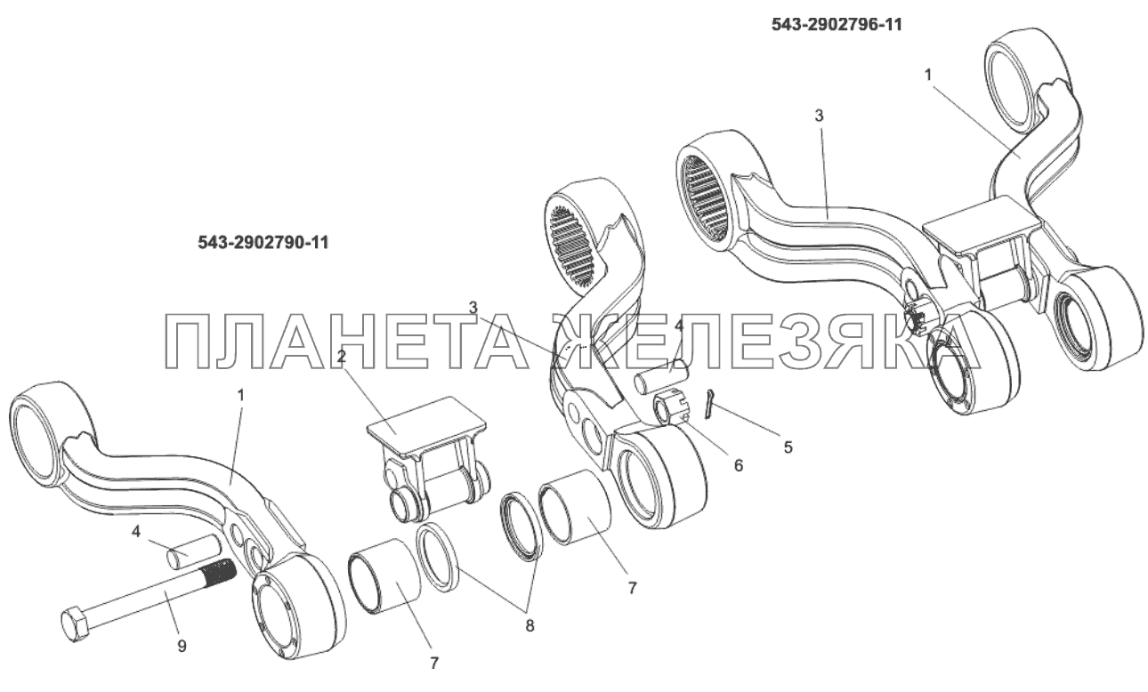 Рычаги подвески верхние 543-2902790-11, 543-2902796-11 МЗКТ-74131