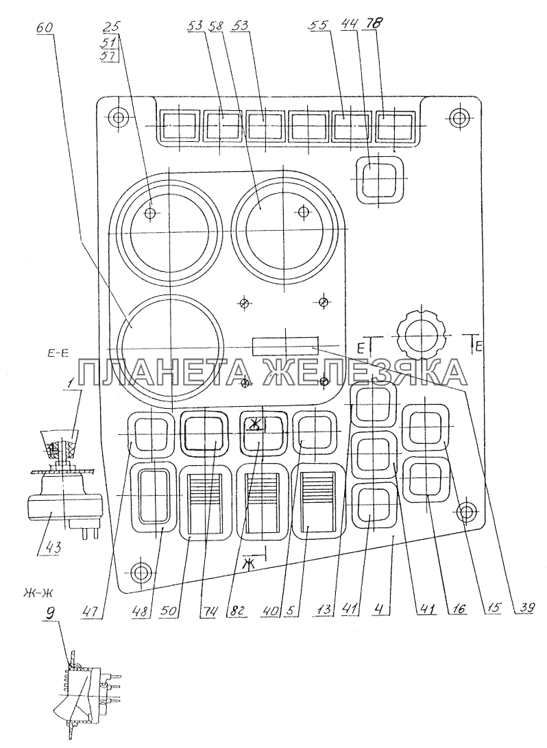 Панель приборов освещения МЗКТ-74131