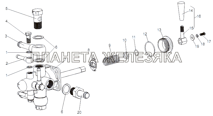 Кран топливораспределительный 79092-1116010-10 МЗКТ-79096