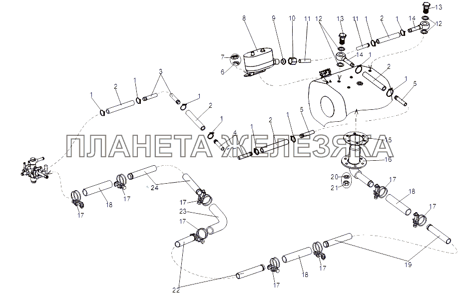 Топливопроводы правого топливного бака МЗКТ-79091