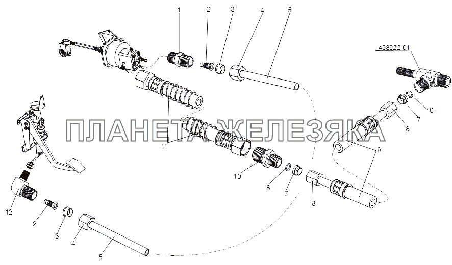 Установка привода управления сцеплением МЗКТ-79096