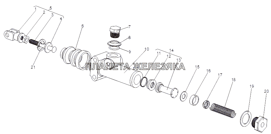 Подпедальный цилиндр 69237-1602300 МЗКТ-75165