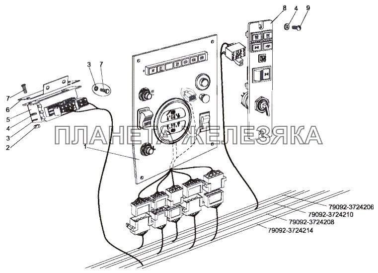 Установка панели приборов шасси и панели переключателей МЗКТ-79092 (нов.)