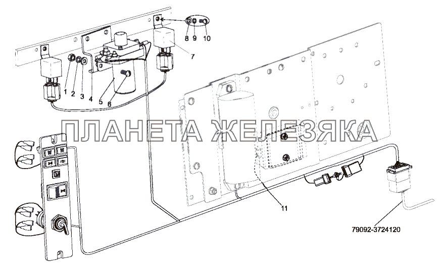 Установка электрооборудования подогревателя в кабине МЗКТ-75165