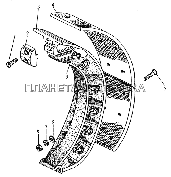 Колодка тормозов МЗКТ-79092