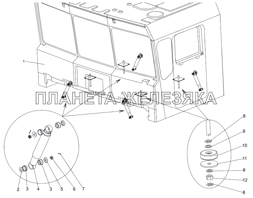 Установка кабины МЗКТ-7930-200