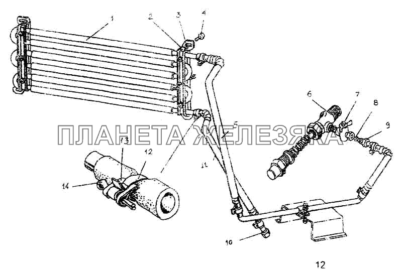 Масляный радиатор двигателя ПАЗ-3205-110