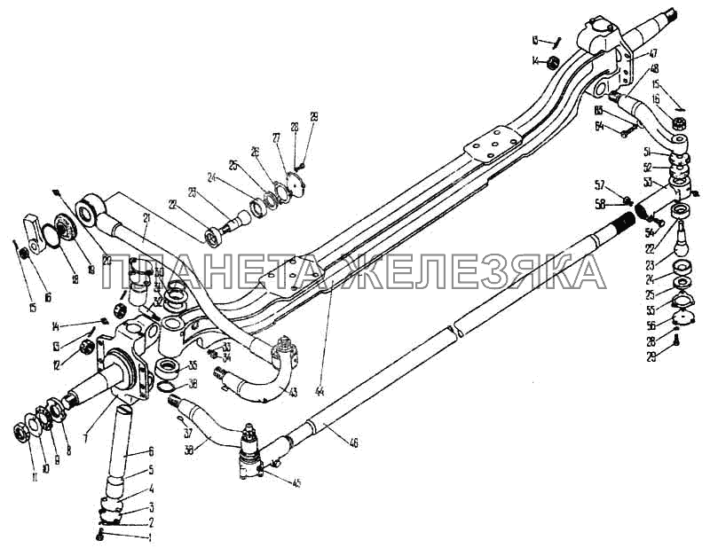 Ось передняя и поворотные кулаки ПАЗ-3205-110