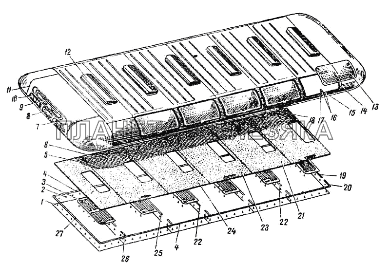 Детали крыши ПАЗ-672М