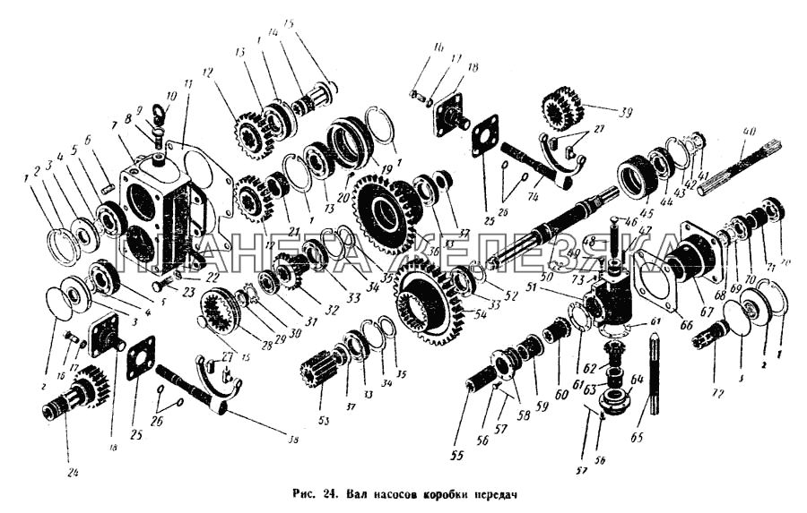 Вал насосов коробки передач К-700